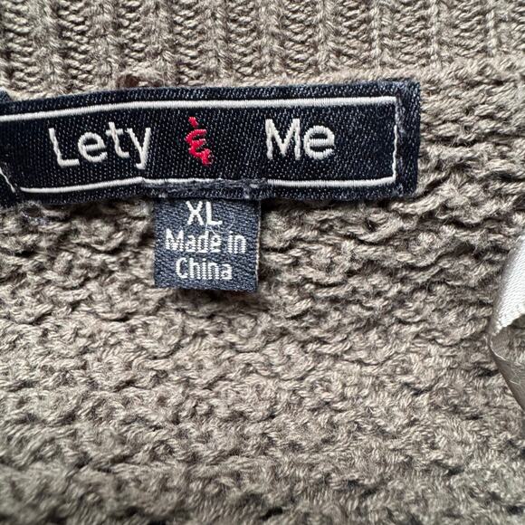 Lety & Me Olive Knit Sweater with Elbow Patches | Size XL | Cotton Blend - Picture 4 of 5
